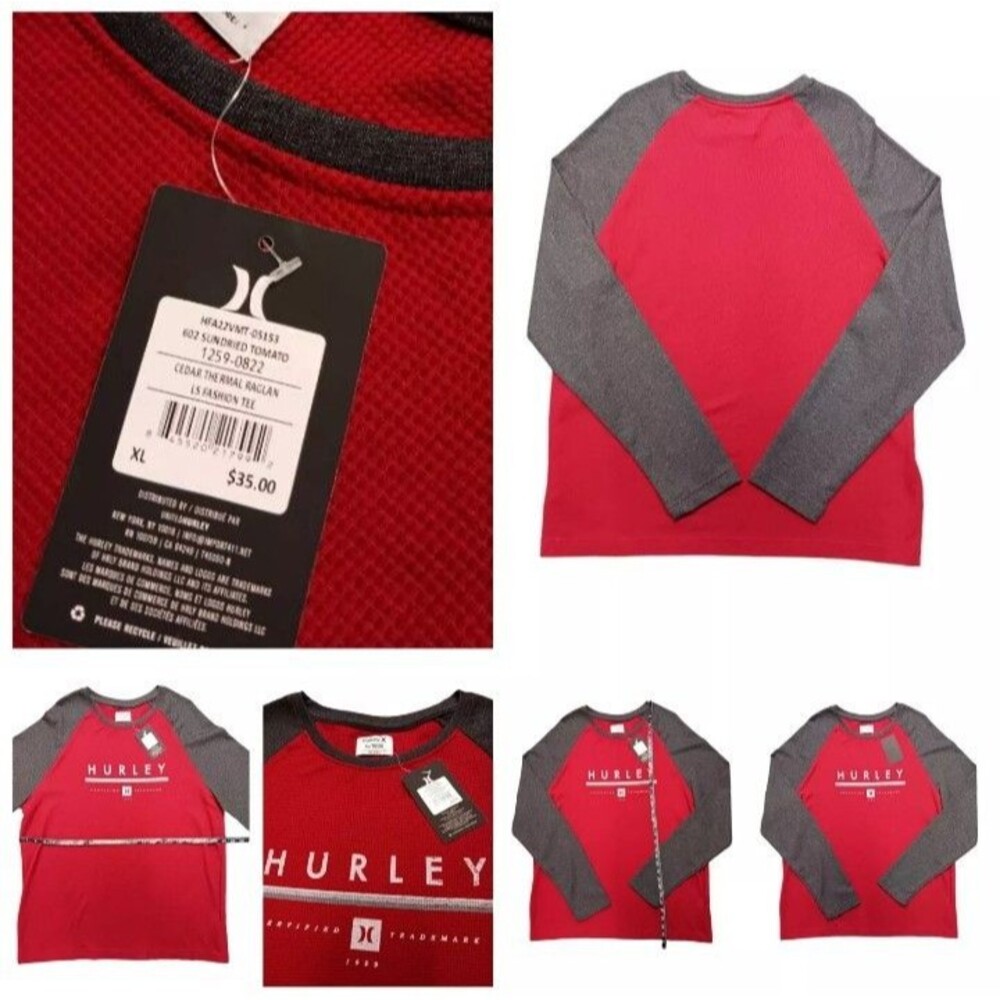 NWT Hurley OG BMX Brand Logo BMX Long Sleeve Biker Thermal Shirt Mens XL Biking